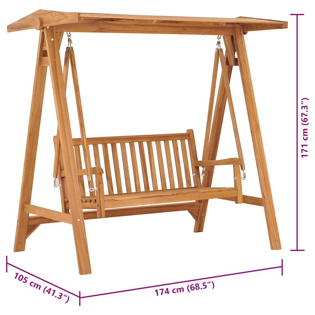 vidaXL Κούνια Κήπου 174 εκ. από Μασίφ Ξύλο Teak