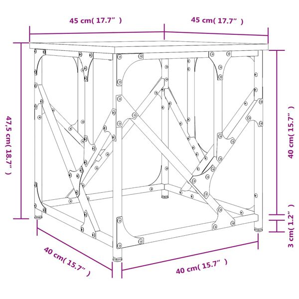 vidaXL Τραπεζάκι Σαλονιού Γκρι Sonoma 45x45x47,5 εκ. Επεξεργασμ. Ξύλο