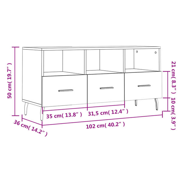 vidaXL Έπιπλο Τηλεόρασης Μαύρο 102 x 36 x 50 εκ. από Επεξεργ. Ξύλο