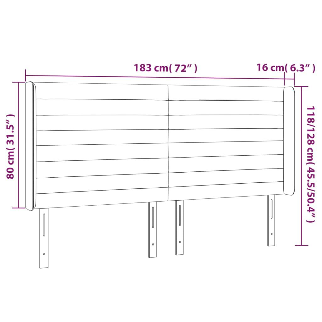 vidaXL Κεφαλάρι με Πτερύγια Σκούρο Γκρι 183x16x118/128 εκ. Βελούδινο
