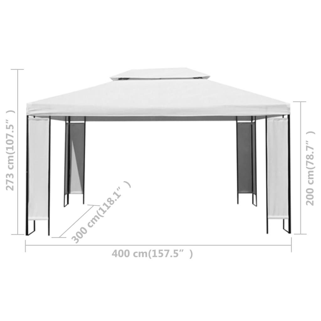 vidaXL Κιόσκι με Φωτάκια LED Λευκό 3 x 4 μ.