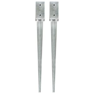 vidaXL Στηρίγματα Εδάφους 2 τεμ. Ασημί 7x7x75 εκ. Γαλβανισμένο Ατσάλι