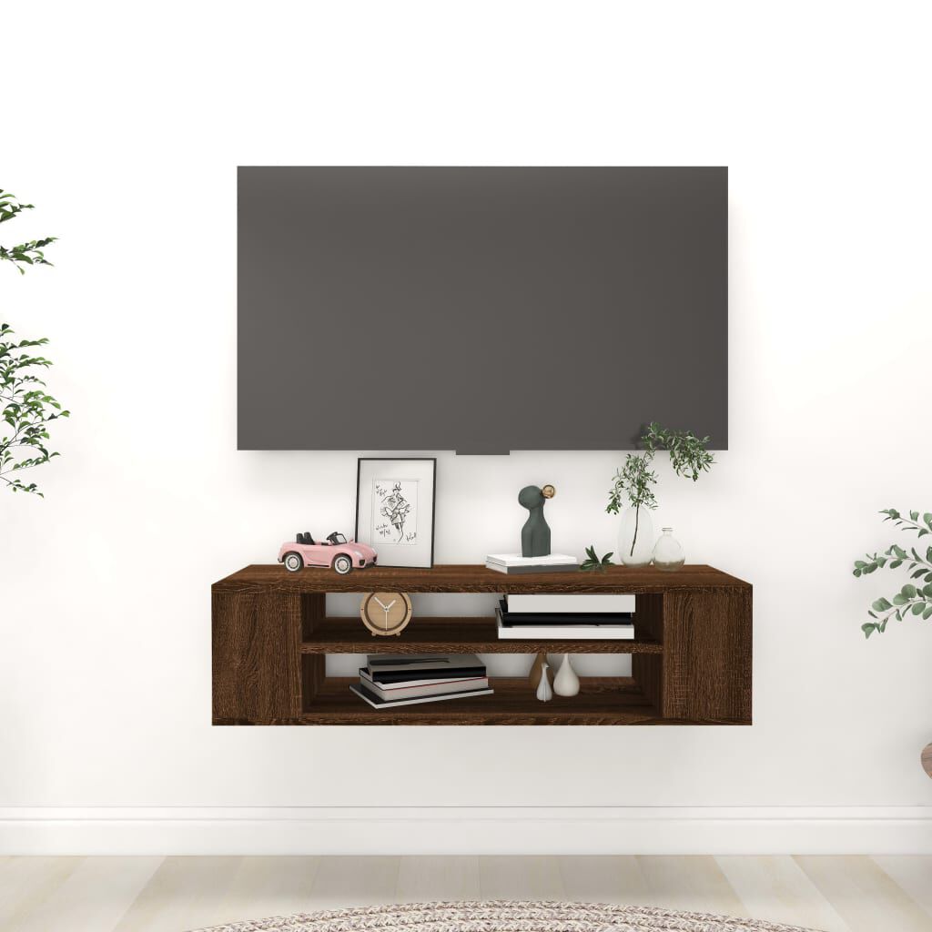 vidaXL Κρεμαστό Ντουλάπι Τηλεόρασης Καφέ Δρυς 100x30x26,5εκ Επεξ. Ξύλο