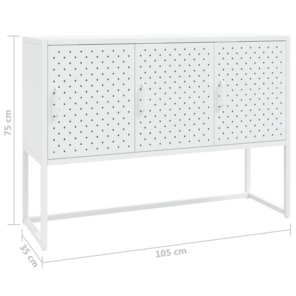 vidaXL Μπουφές Λευκός 105 x 35 x 75 εκ. από Ατσάλι