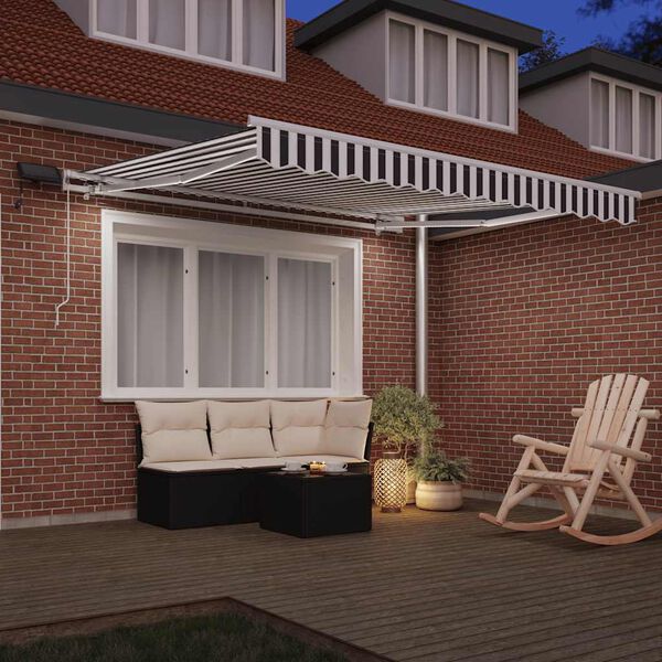 vidaXL Τέντα Πτυσσόμενη Χειροκίνητη με LED Ανθρακί / Λευκή 300x250 εκ.