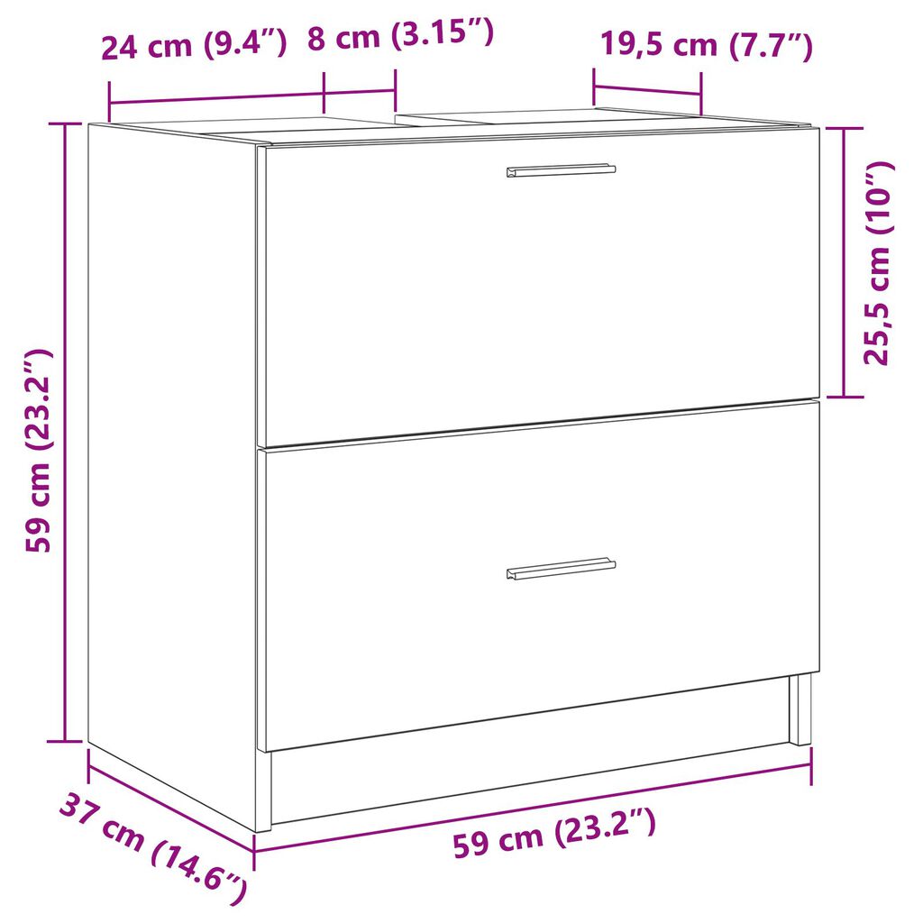 vidaXL Ντουλάπα Νιπτήρα Ξύλο Τέχνης 59x37x59 cm Επεξεργασμένο Ξύλο