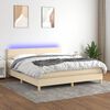 vidaXL &Kappa;&rho;&epsilon;&beta;ά&tau;&iota; Boxspring &mu;&epsilon; &Sigma;&tau;&rho;ώ&mu;&alpha; & LED &Kappa;&rho;&epsilon;&mu; 160x200 &epsilon;&kappa;. &Upsilon;&phi;&alpha;&sigma;&mu;ά&tau;&iota;&nu;&omicron;