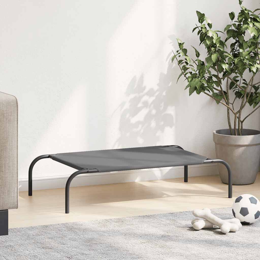 vidaXL Ανυψωμένο κρεβάτι σκύλου γκρι 90x50x20 cm ύφασμα Οξφόρδης