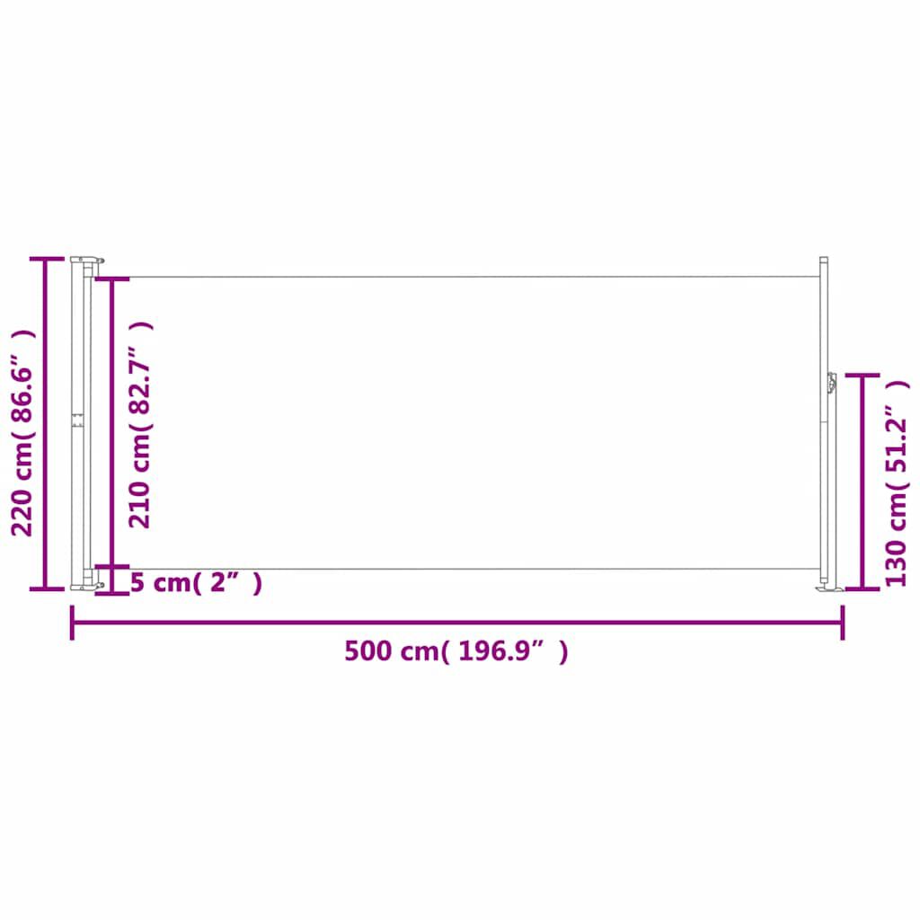 vidaXL Σκίαστρο Πλαϊνό Συρόμενο Βεράντας Κρεμ 220 x 500 εκ.