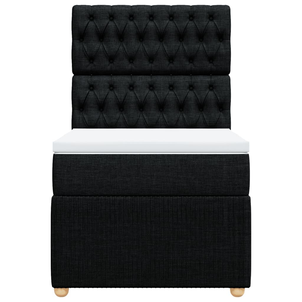 vidaXL Κρεβάτι Boxspring με Στρώμα Μαύρο 90x190 εκ.Υφασμάτινο
