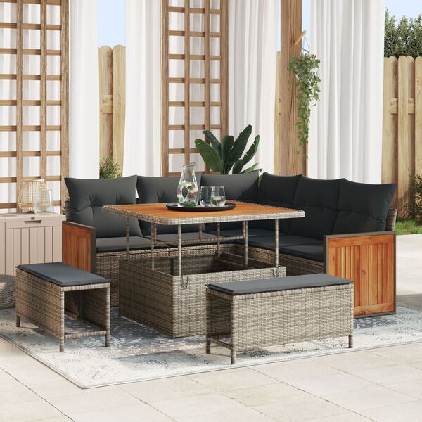 vidaXL &Sigma;&epsilon;&tau; &Kappa;&alpha;&nu;&alpha;&pi;έ &Kappa;ή&pi;&omicron;&upsilon; &mu;&epsilon; &mu;&alpha;&xi;&iota;&lambda;ά&rho;&iota; 8 pcs &Gamma;&kappa;&rho;&iota;