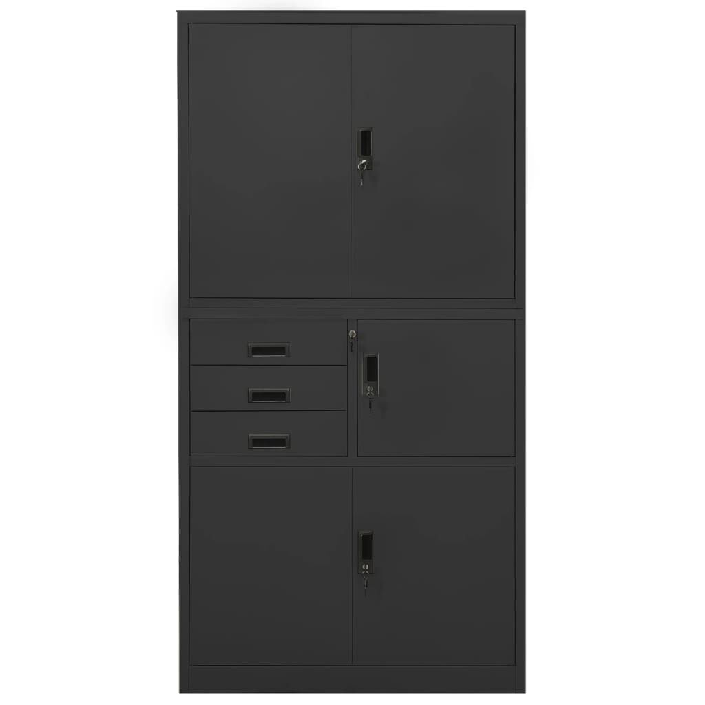 vidaXL Ντουλάπα Γραφείου Ανθρακί 90 x 40 x 180 εκ. Ατσάλινη