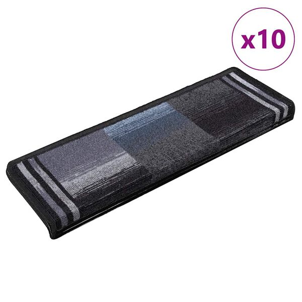 vidaXL Πατάκια Σκάλας Αυτοκόλλητα 10 τεμ. Μαύρα/Γκρι 65x21x4 εκ.