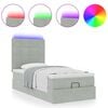 vidaXL Οθωμανικό κρεβάτι με στρώματα & LEDs Ανοιχτό γκρι Βελούδο