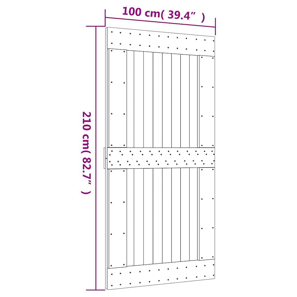 vidaXL Πόρτα NARVIK 100 x 210 εκ. από Μασίφ Ξύλο Πεύκου