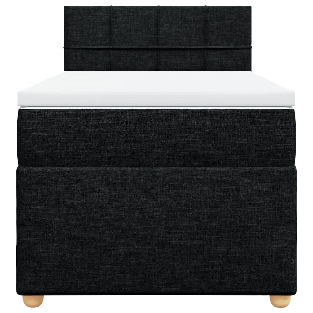 vidaXL Κρεβάτι Boxspring με Στρώμα Μαύρο 90x200 εκ. Υφασμάτινο