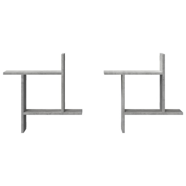 vidaXL Ραφιέρες Τοίχου 2 τεμ. Γκρι Σκυροδ. 50x12x50εκ. από Επεξ. Ξύλο