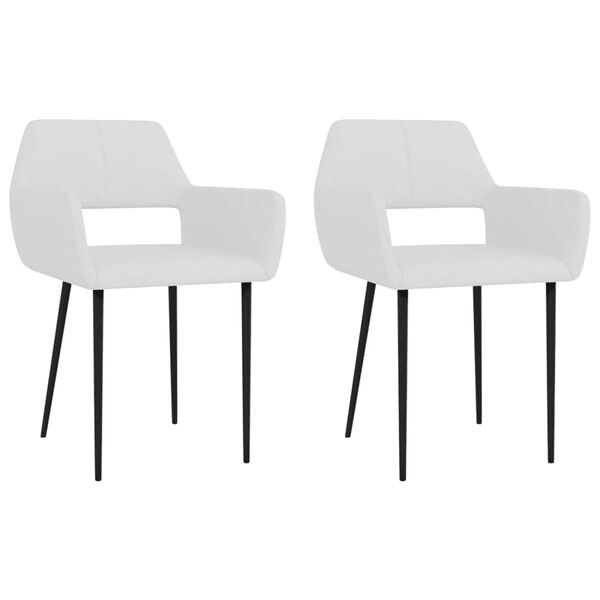 vidaXL Καρέκλες Τραπεζαρίας 2 τεμ. Λευκές Υφασμάτινες