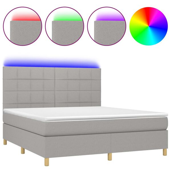 vidaXL &Kappa;&rho;&epsilon;&beta;ά&tau;&iota; Boxspring &mu;&epsilon; &Sigma;&tau;&rho;ώ&mu;&alpha; & LED &Alpha;&nu;.&Gamma;&kappa;&rho;&iota; 180x200&epsilon;&kappa;. &Upsilon;&phi;&alpha;&sigma;&mu;ά&tau;&iota;&nu;&omicron;