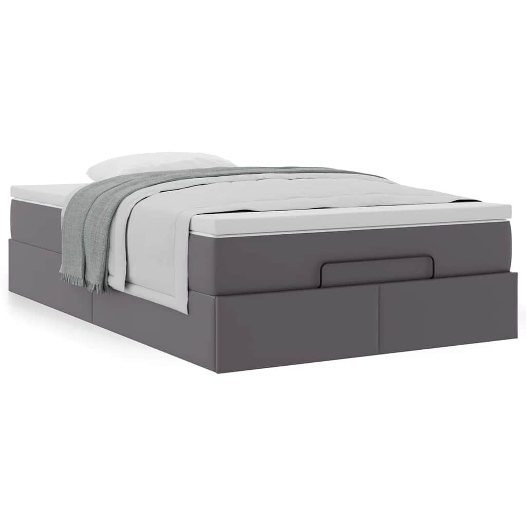 vidaXL Οθωμανικό κρεβάτι με στρώμα Γκρι 120x200cm Faux Leather