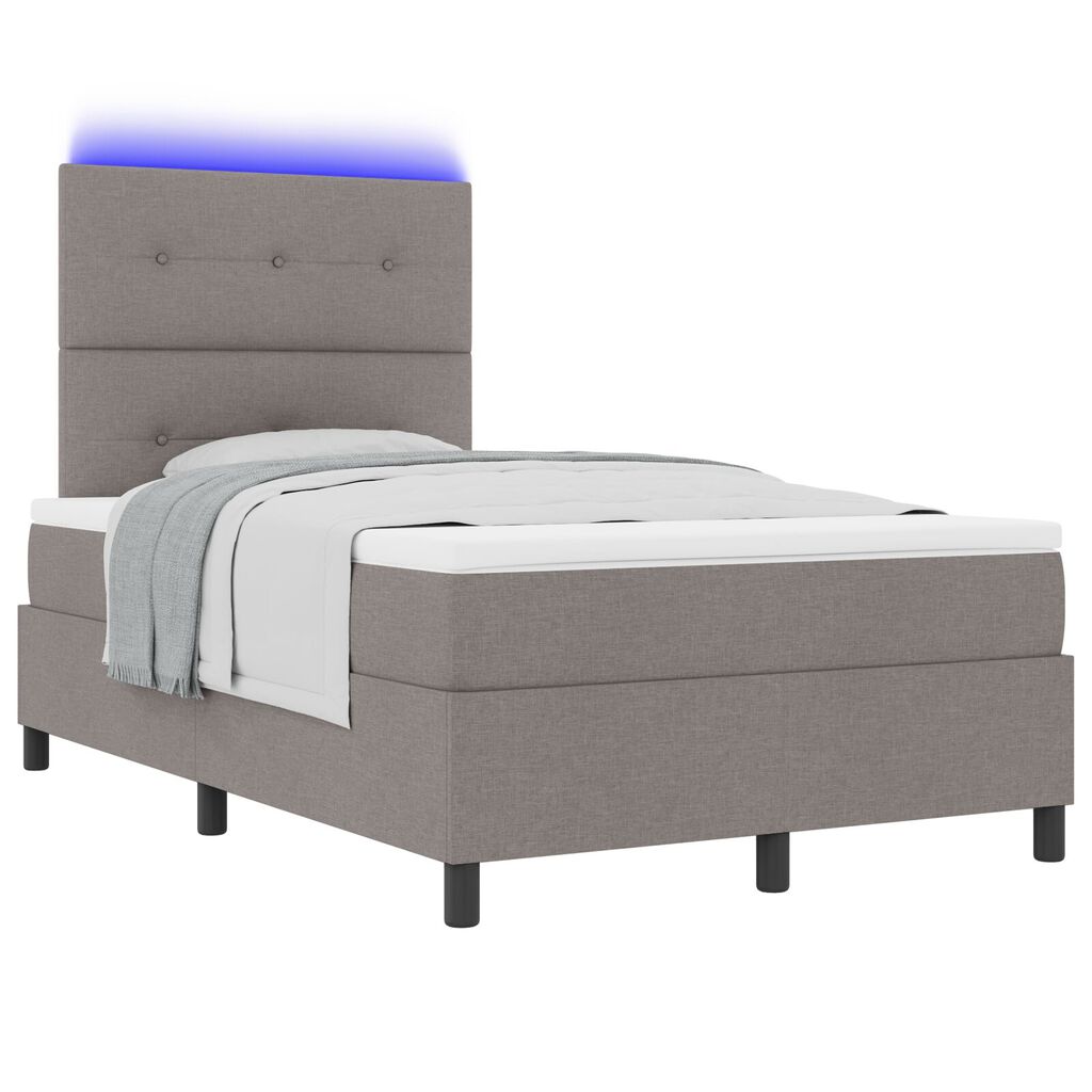 vidaXL Κρεβάτι Κουτιού με Στρώμα & LED Φως 120x200 εκ Ύφασμα
