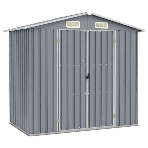 vidaXL Αποθήκη Κήπου Γκρι 205 x 129 x 183 εκ. από Γαλβανισμένο Ατσάλι