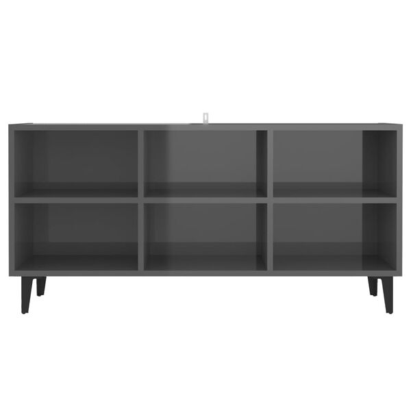 vidaXL Έπιπλο Τηλεόρασης Γυαλ. Γκρι 103,5x30x50 εκ. με Μεταλλικά Πόδια