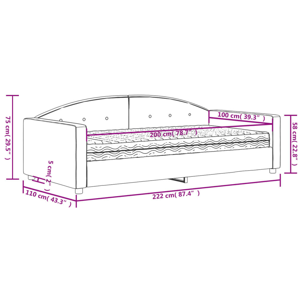 vidaXL Καναπέ Κρεβάτι με Στρώμα Ροζ 100 x 200 εκ. Βελούδινος