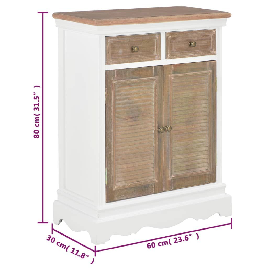 vidaXL Μπουφές Ψηλός Λευκός 60 x 30 x 80 εκ. από Μασίφ Ξύλο