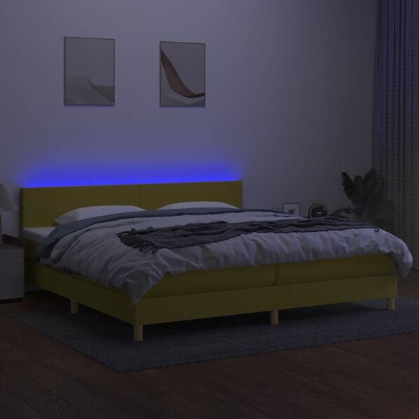 vidaXL &Kappa;&rho;&epsilon;&beta;ά&tau;&iota; Boxspring &mu;&epsilon; &Sigma;&tau;&rho;ώ&mu;&alpha; & LED &Pi;&rho;ά&sigma;&iota;&nu;&omicron; 200x200 &epsilon;&kappa; &Upsilon;&phi;&alpha;&sigma;&mu;ά&tau;&iota;&nu;&omicron;