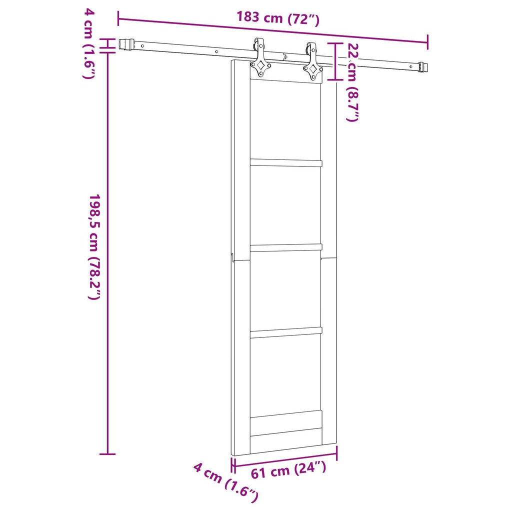 vidaXL Συρόμενη Πόρτα Λευκό 61 x 198.5 εκ. Ξύλο και μέταλλο