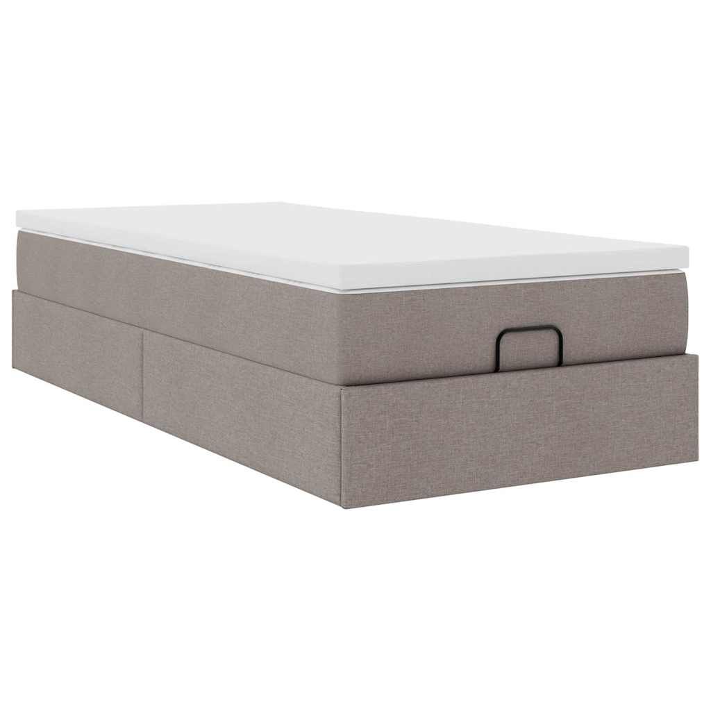 vidaXL Οθωμανικό κρεβάτι με στρώμα Taupe 100x200cm ύφασμα