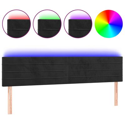 vidaXL Κεφαλάρι Κρεβατιού LED Μαύρο 200x5x78/88 εκ. Βελούδινο