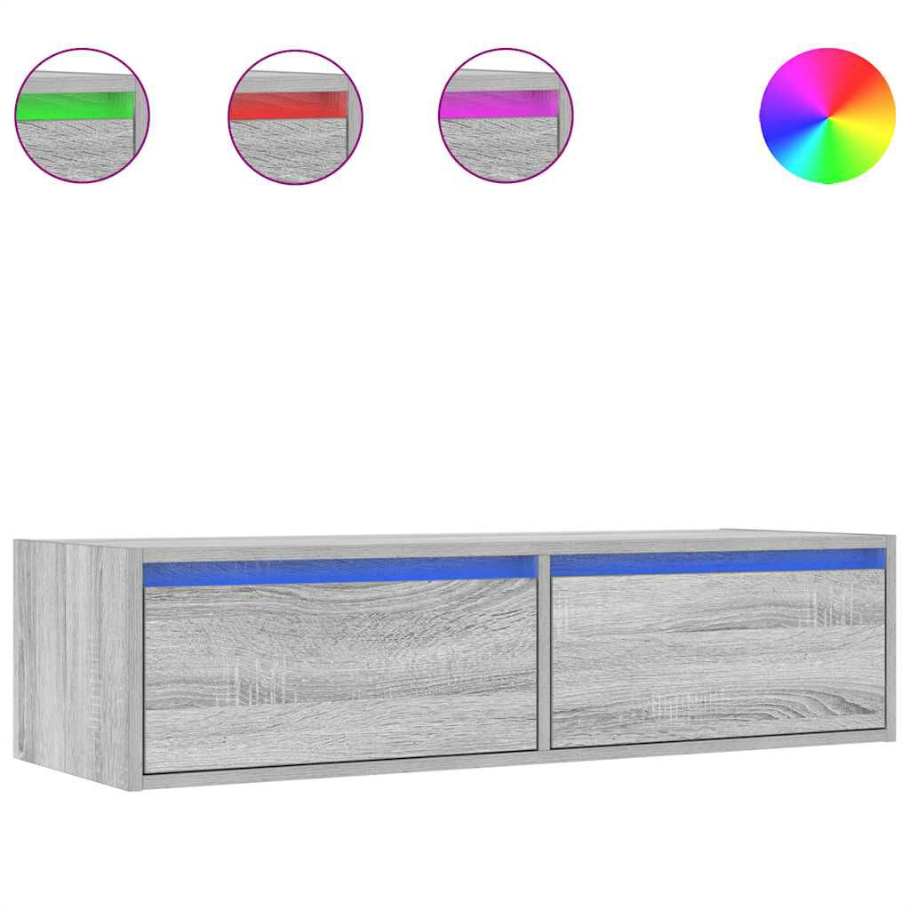 vidaXL Έπιπλο Τηλεόρασης με LED Γκρι Sonoma 100X35,5x25 εκ.