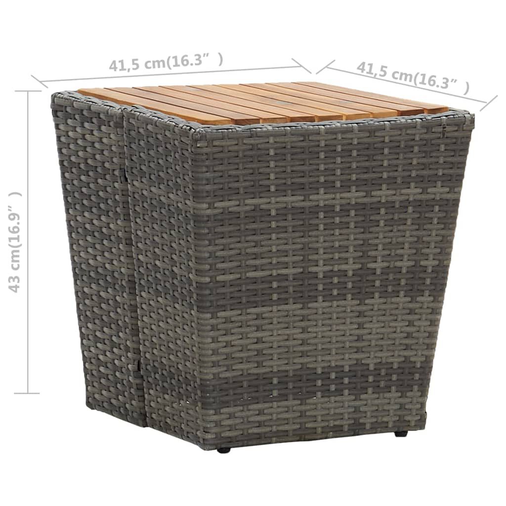 vidaXL Τραπέζι Βοηθητικό Γκρι 41,5x41,5x43 εκ Συνθ.Ρατάν/Ξύλο Ακακίας