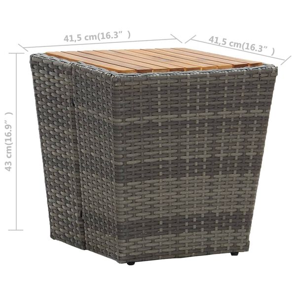 vidaXL Τραπέζι Βοηθητικό Γκρι 41,5x41,5x43 εκ Συνθ.Ρατάν/Ξύλο Ακακίας