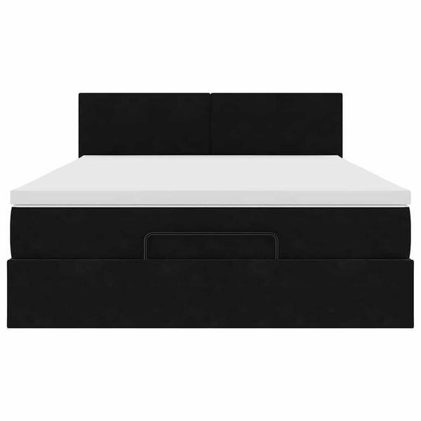 vidaXL Οθωμανικό κρεβάτι με στρώμα & LEDs Μαύρο 140x190cm Velvet