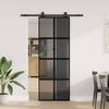 vidaXL Συρόμενη πόρτα με σετ υλικού 76x205 cm από γυαλί&Αλουμίνιο