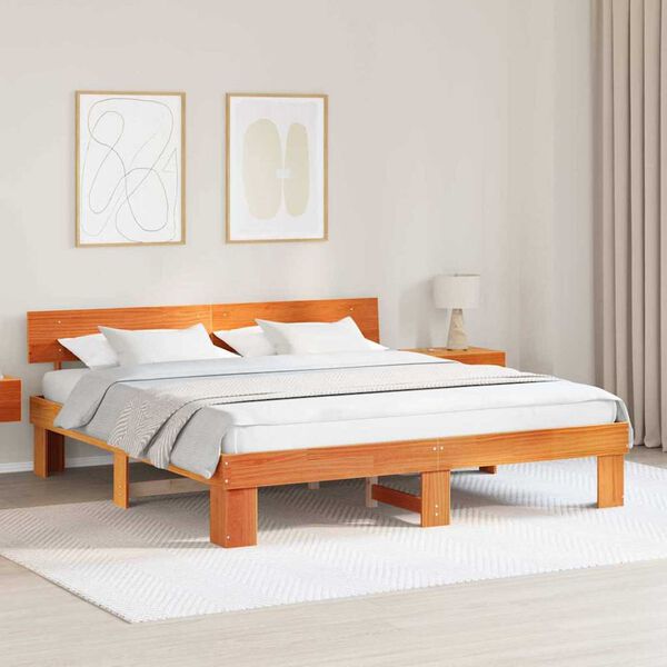 vidaXL Σκελετός Κρεβατιού Καφέ κεριού 180 x 200 cm Μασίφ ξύλο πεύκου