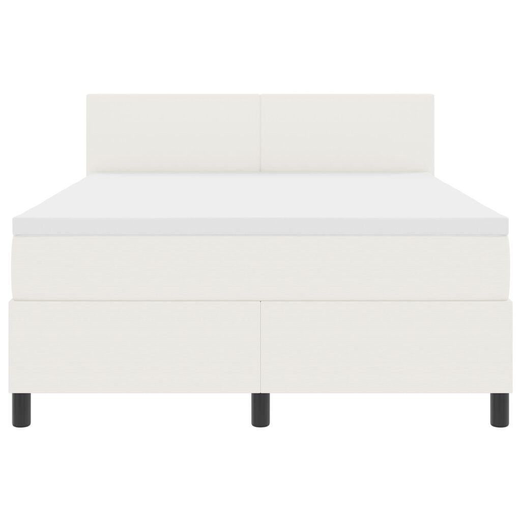 vidaXL Κρεβάτι Box Spring με Στρώμα & LED Κρέμα 160x200 εκ. Ύφασμα κορδούρας