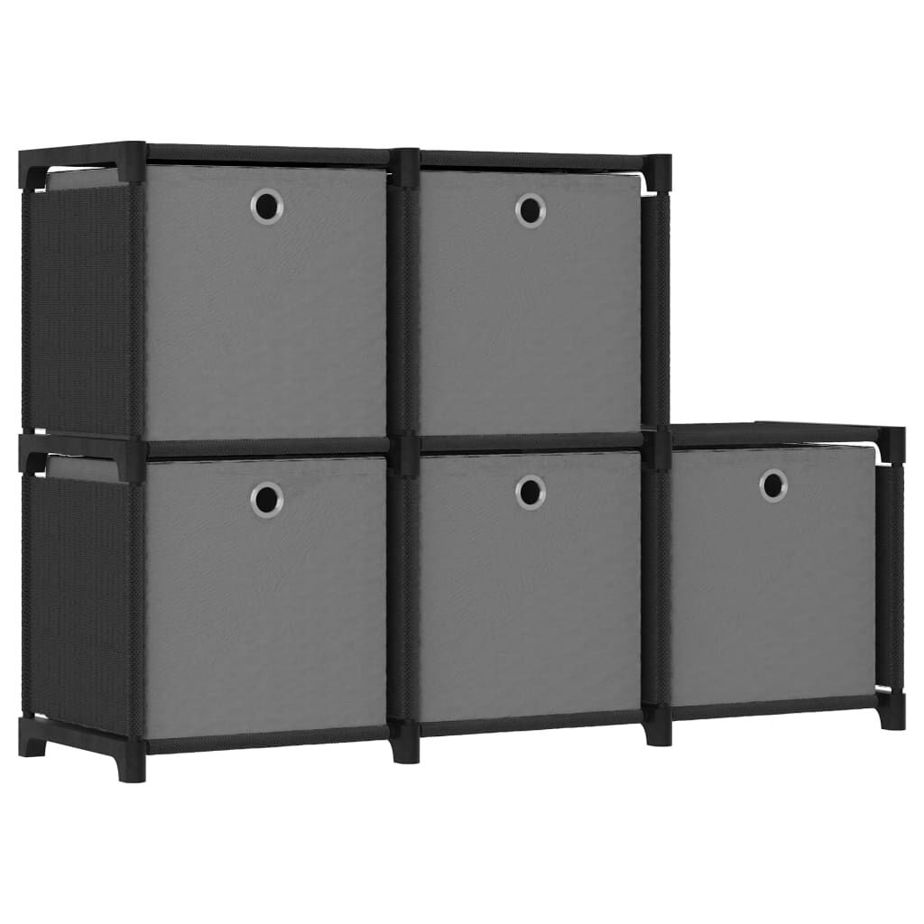 vidaXL Ραφιέρα με 5 Κύβους & Κουτιά Μαύρη 103x30x72,5 εκ. Υφασμάτινη