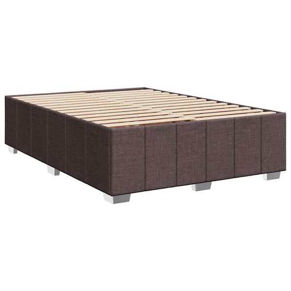 vidaXL Κρεβάτι Boxspring με Στρώμα Σκούρο Καφέ 140x190 εκ. Υφασμάτινο