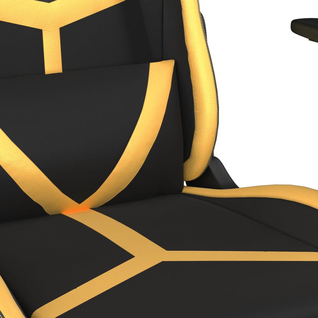 vidaXL Καρέκλα Gaming Μασάζ Μαύρο/Χρυσό από Συνθετικό Δέρμα
