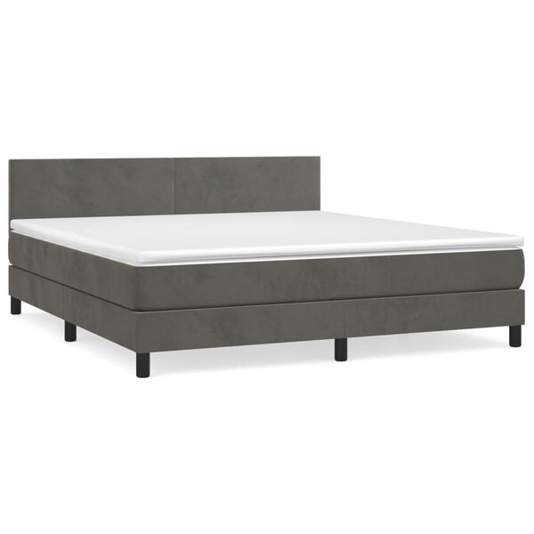 vidaXL Κρεβάτι Boxspring με Στρώμα Σκούρο Γκρι 160x200 εκ. Βελούδινο