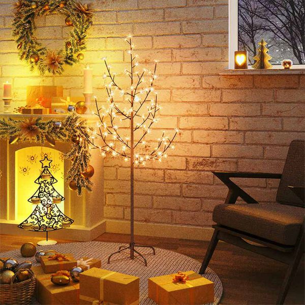 vidaXL Δέντρο Κερασιά με 84 LED Θερμό Λευκό 120 εκ.