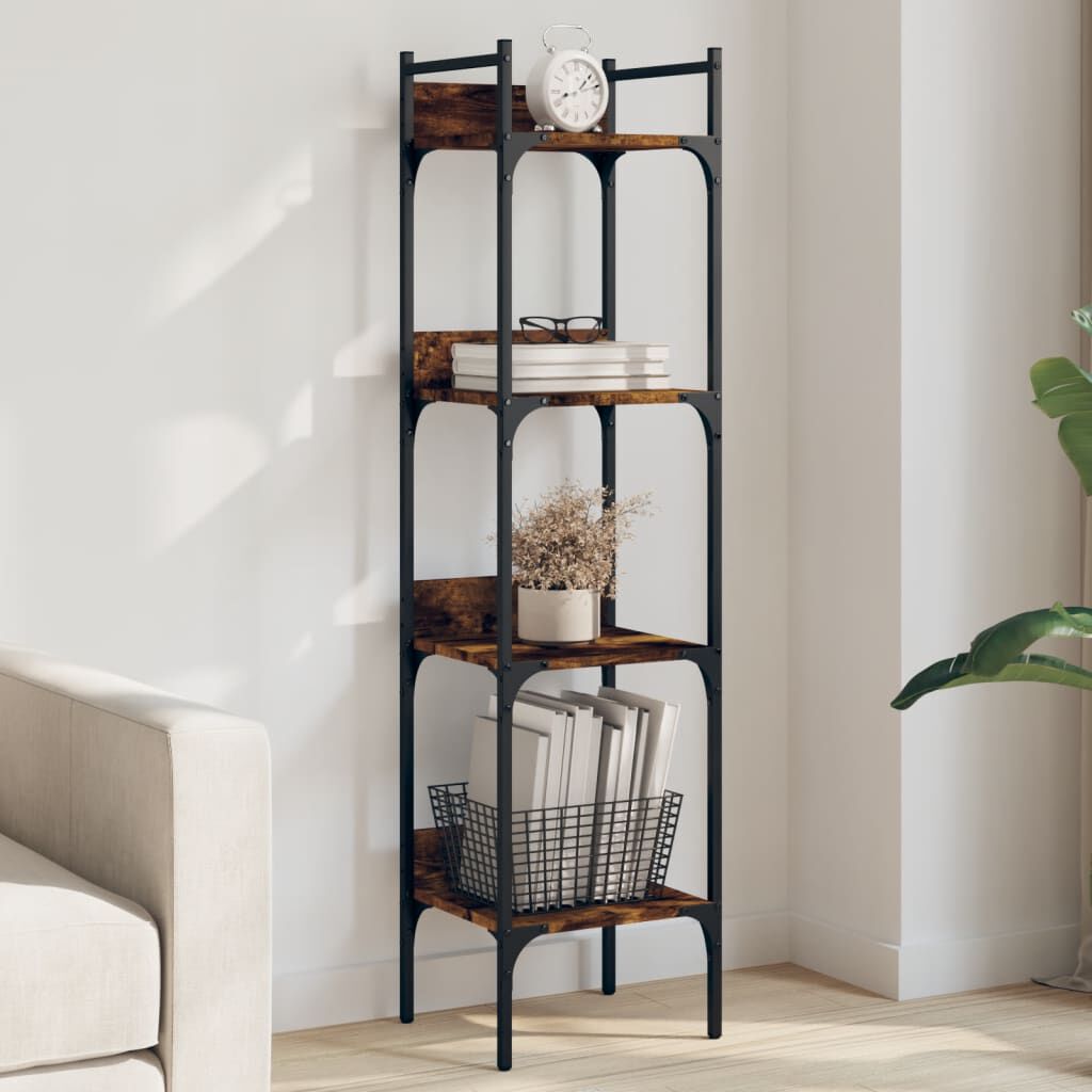 vidaXL Βιβλιοθήκη 4 Επιπέδων Καπν. Δρυς 35x30x138,5 εκ. Επεξεργ. Ξύλο