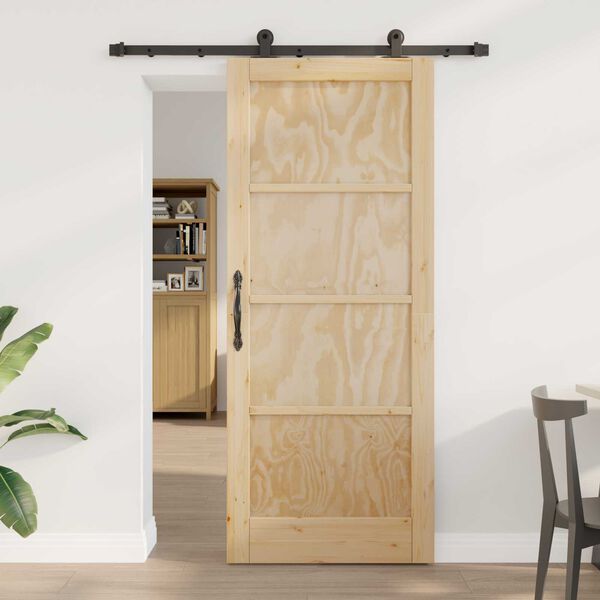 vidaXL Συρόμενη Πόρτα ORKDAL Φυσικό και μαύρο 83 x 202 εκ.
