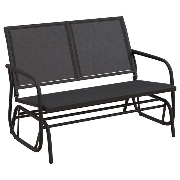 vidaXL Παγκάκι Κήπου Κουνιστό Μαύρο 120,5x76x86,5 εκ. Textilene/Ατσάλι