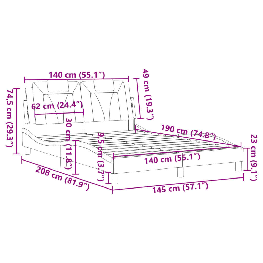 vidaXL Πλαίσιο Κρεβατιού με Κεφαλάρι Λευκό 140x190 εκ. Συνθετικό Δέρμα