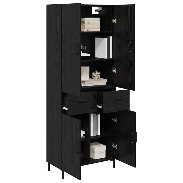 vidaXL Highboard &Mu;&alpha;ύ&rho;&eta; &Omicron;&xi;&upsilon;ά 69,5 x 34 x 180 &epsilon;&kappa;. &Epsilon;&pi;&epsilon;&xi;&epsilon;&rho;&gamma;&alpha;&sigma;&mu;έ&nu;&omicron; &xi;ύ&lambda;&omicron;